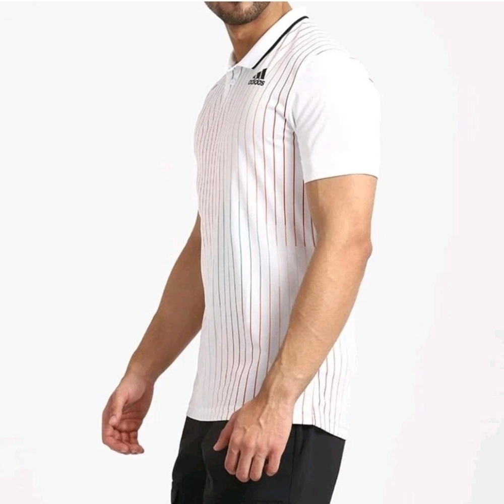 ADIDAS Freelift size XL AEROREADY Melbourne Polo Shirt White Multicolor Stripes
